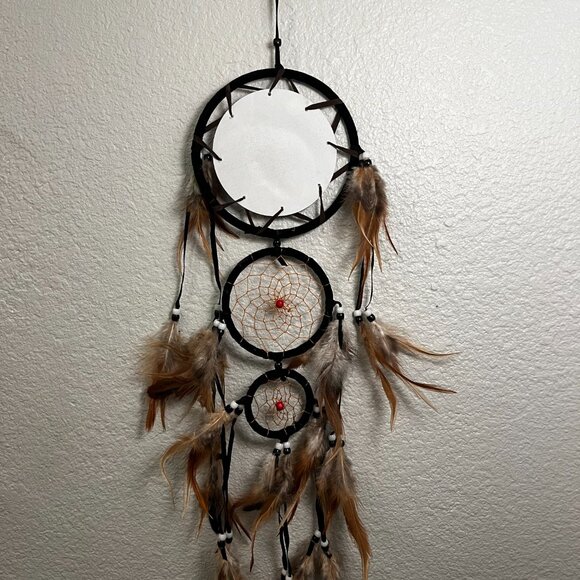 Eco friendly natural hand-crafted web dreamcatcher windchime wall decor hanging - Picture 3 of 3